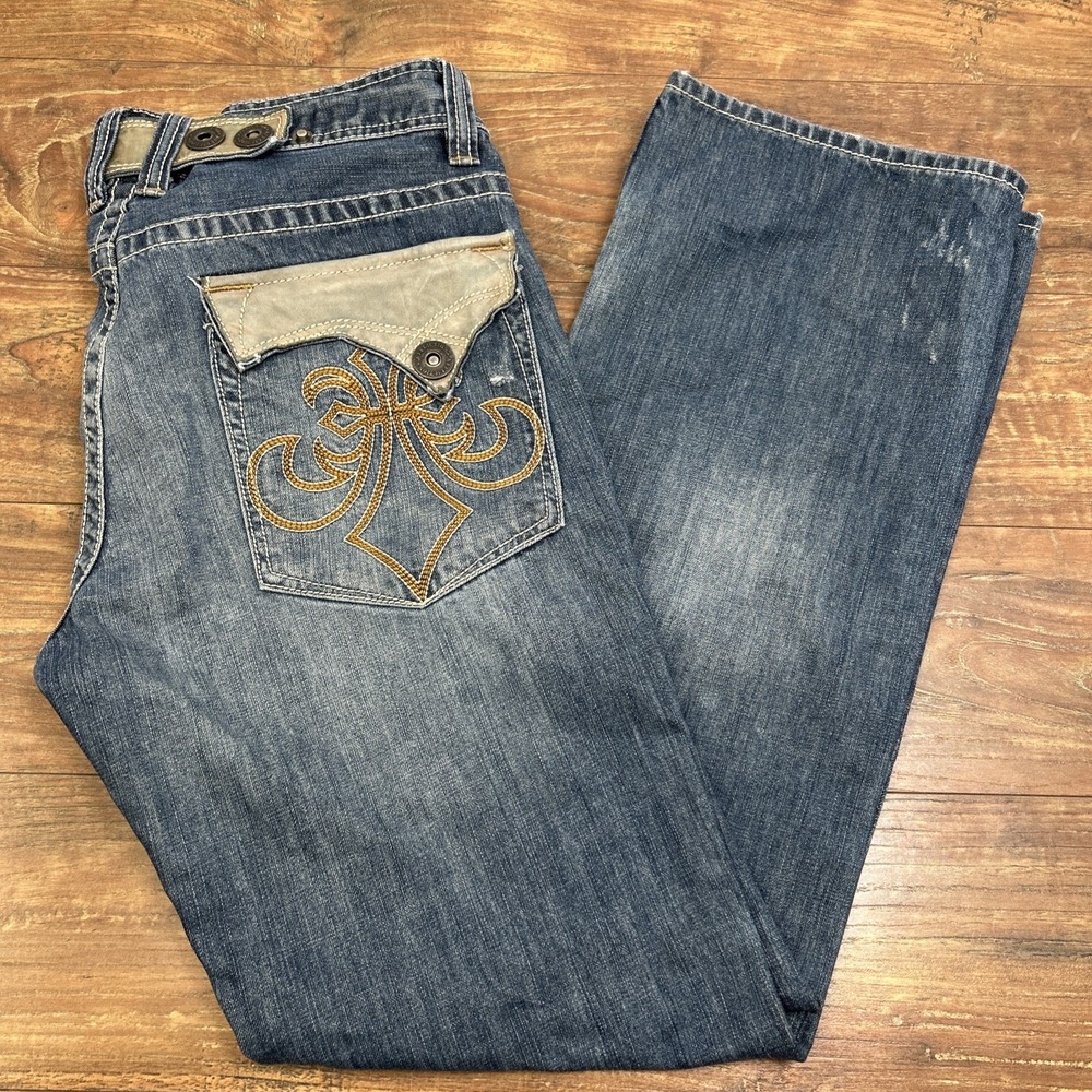 Affliction Cooper Jean Men 36x34 Relaxed Boot Y2k Preppy Western Thick Stitch **